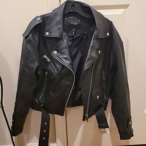 Maje oversized leather jacket